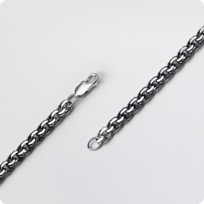 Серебряный браслет плетение Бисмарк граненый (с чернением)