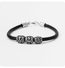 Кожаный браслет с рунами (Рунескрипт Победы - Тейваз, Соулу, Уруз) (4мм)