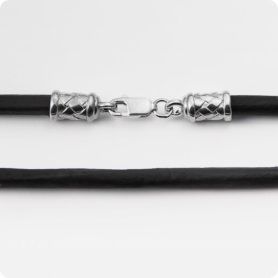 Кожаный шнур с серебряным замком - Лапти (4 мм)