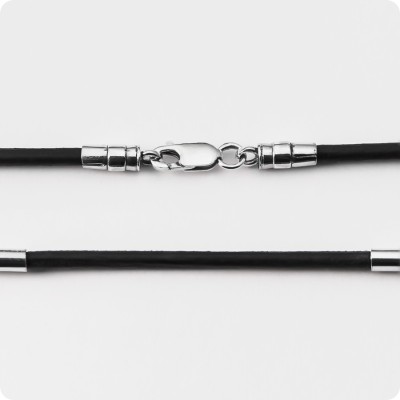 Кожаный шнур со вставками из серебра